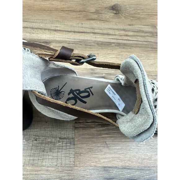 OTBT Metaphor Taupe Stone Leather Open Toe Block Heel Sandal Bootie Sz 10 - Picture 9 of 9